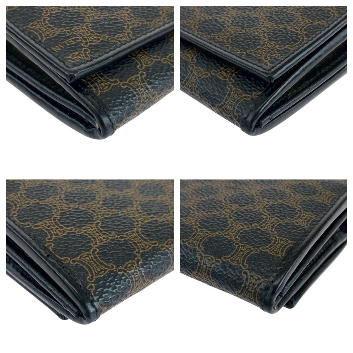 CELINE Long Wallet Purse M/99/1 PVC Brown Black Gold Metal Macadam