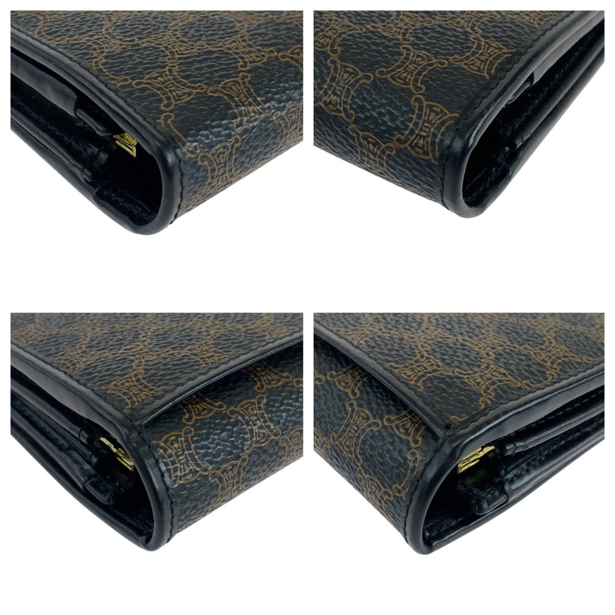 CELINE Long Wallet Purse M/99/1 PVC Brown Black Gold Metal Macadam