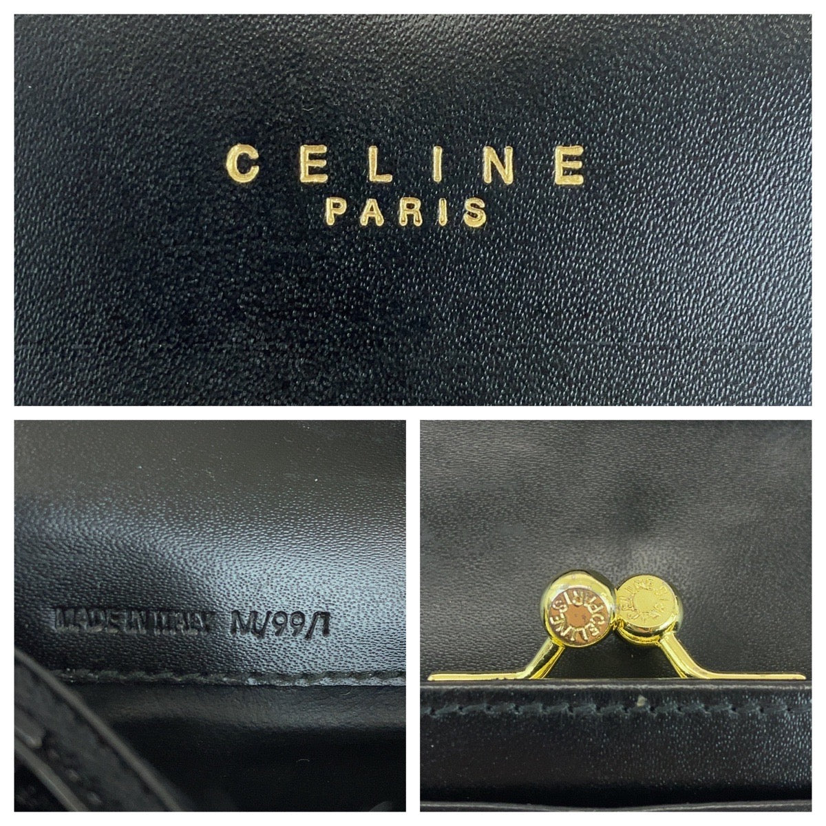 CELINE Long Wallet Purse M/99/1 PVC Brown Black Gold Metal Macadam