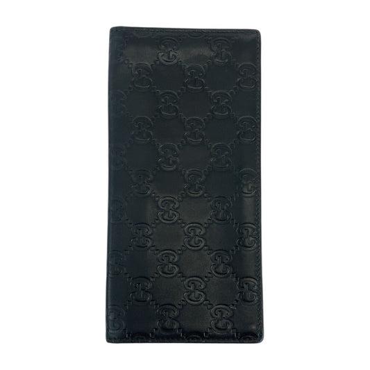 GUCCI Long Wallet Purse 181715 leather Black black Guccisima