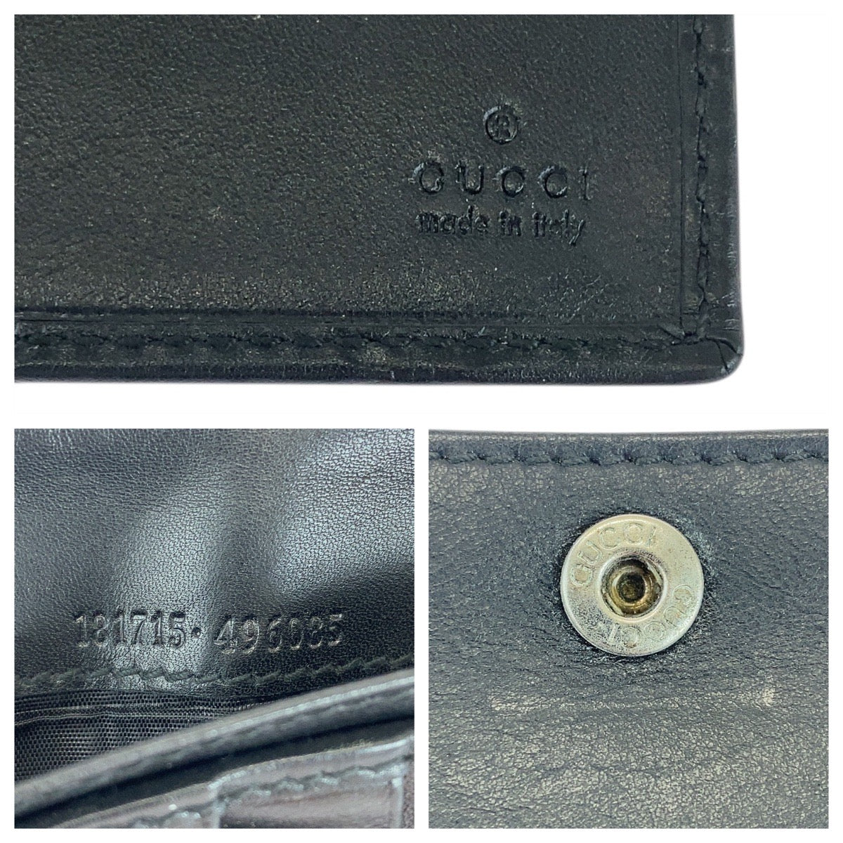 GUCCI Long Wallet Purse 181715 leather Black black Guccisima