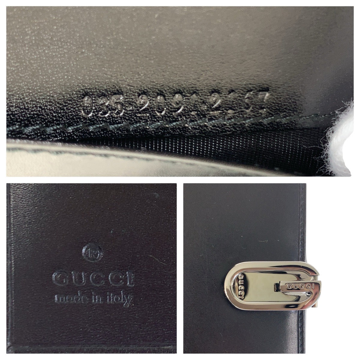 GUCCI Long Wallet Purse 035 2091 2167 leather Black SilverMetal