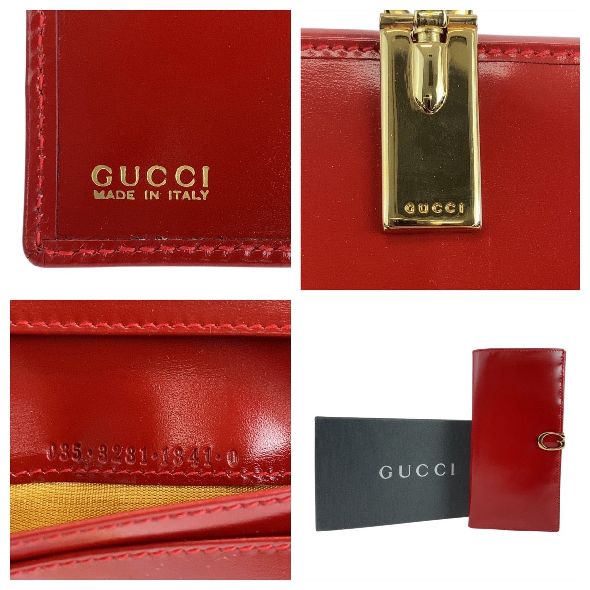 GUCCI Long Wallet Purse 035 3231 1840 0 leather Red Gold Metal