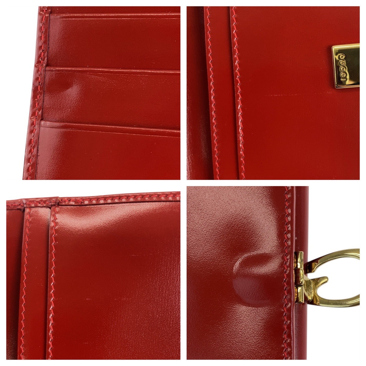 GUCCI Long Wallet Purse 035 3231 1840 0 leather Red Gold Metal