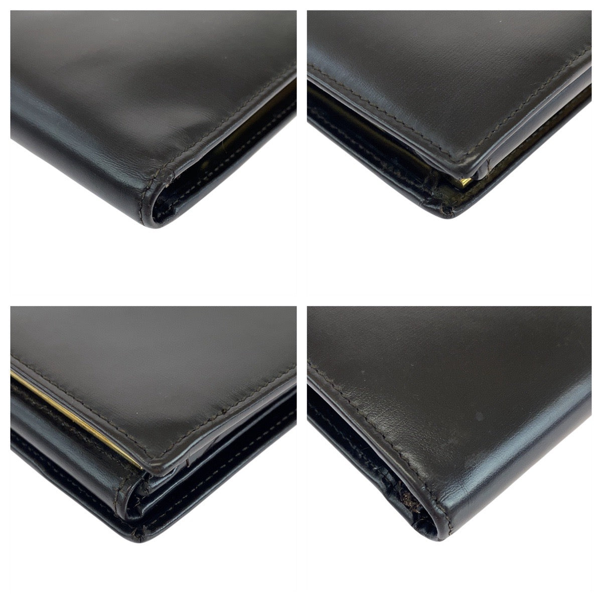GUCCI Long Wallet Purse 035 661 1837 0 leather Brown Gold Metal Old Gucci