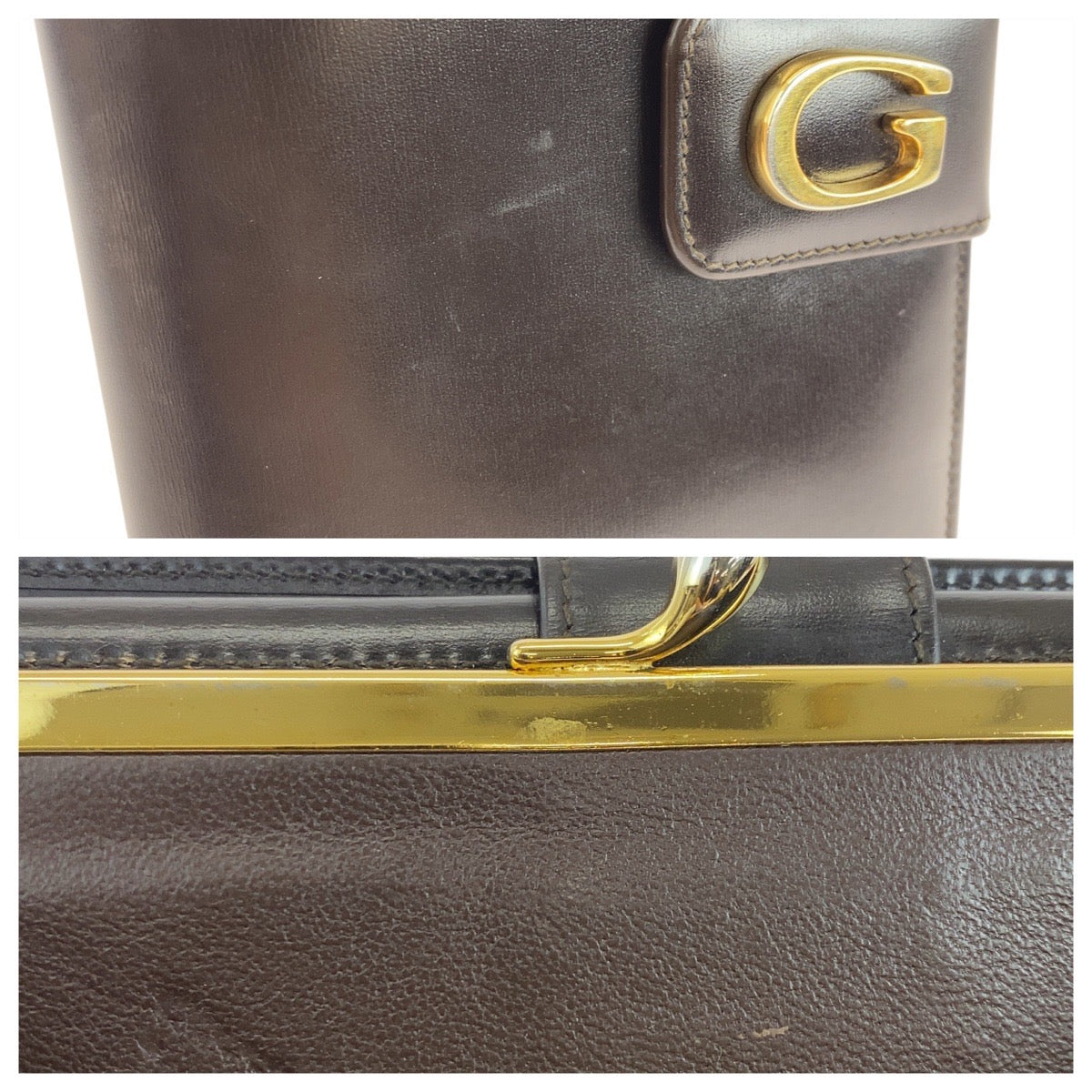 GUCCI Long Wallet Purse 035 661 1837 0 leather Brown Gold Metal Old Gucci