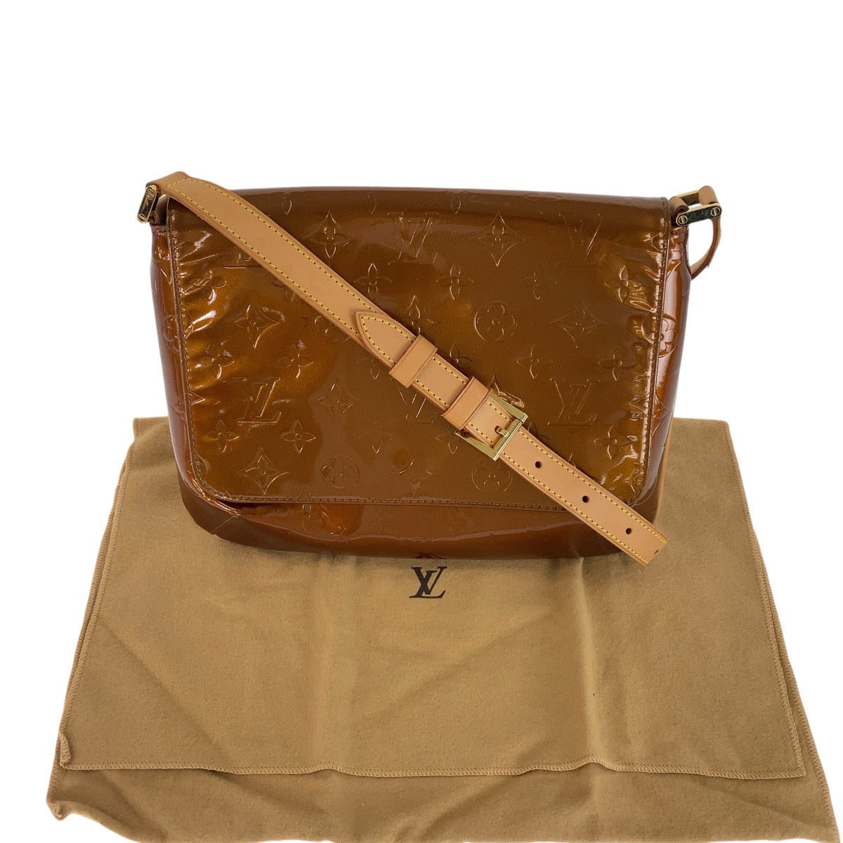 LOUIS VUITTON Shoulder Bag M91124 enamel Bronze Brown GoldMetal Vernis Thompson Street