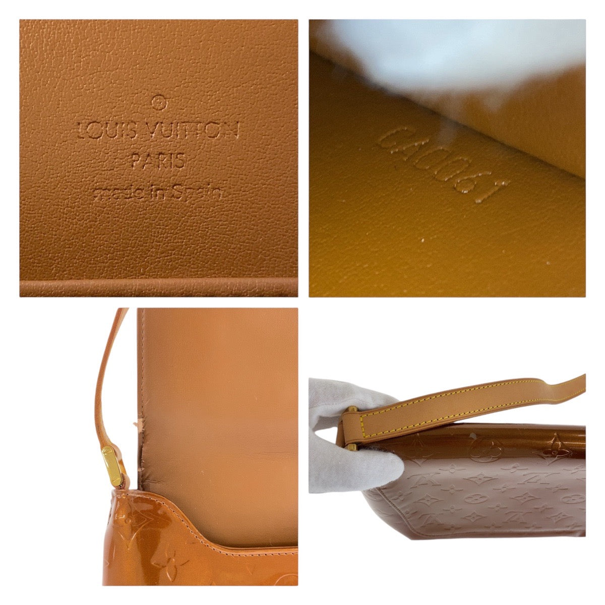 LOUIS VUITTON Shoulder Bag M91124 enamel Bronze Brown GoldMetal Vernis Thompson Street