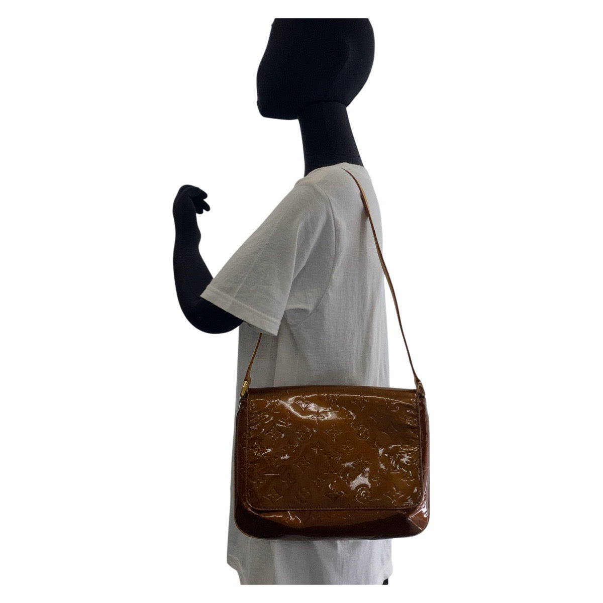 LOUIS VUITTON Shoulder Bag M91124 enamel Bronze Brown GoldMetal Vernis Thompson Street