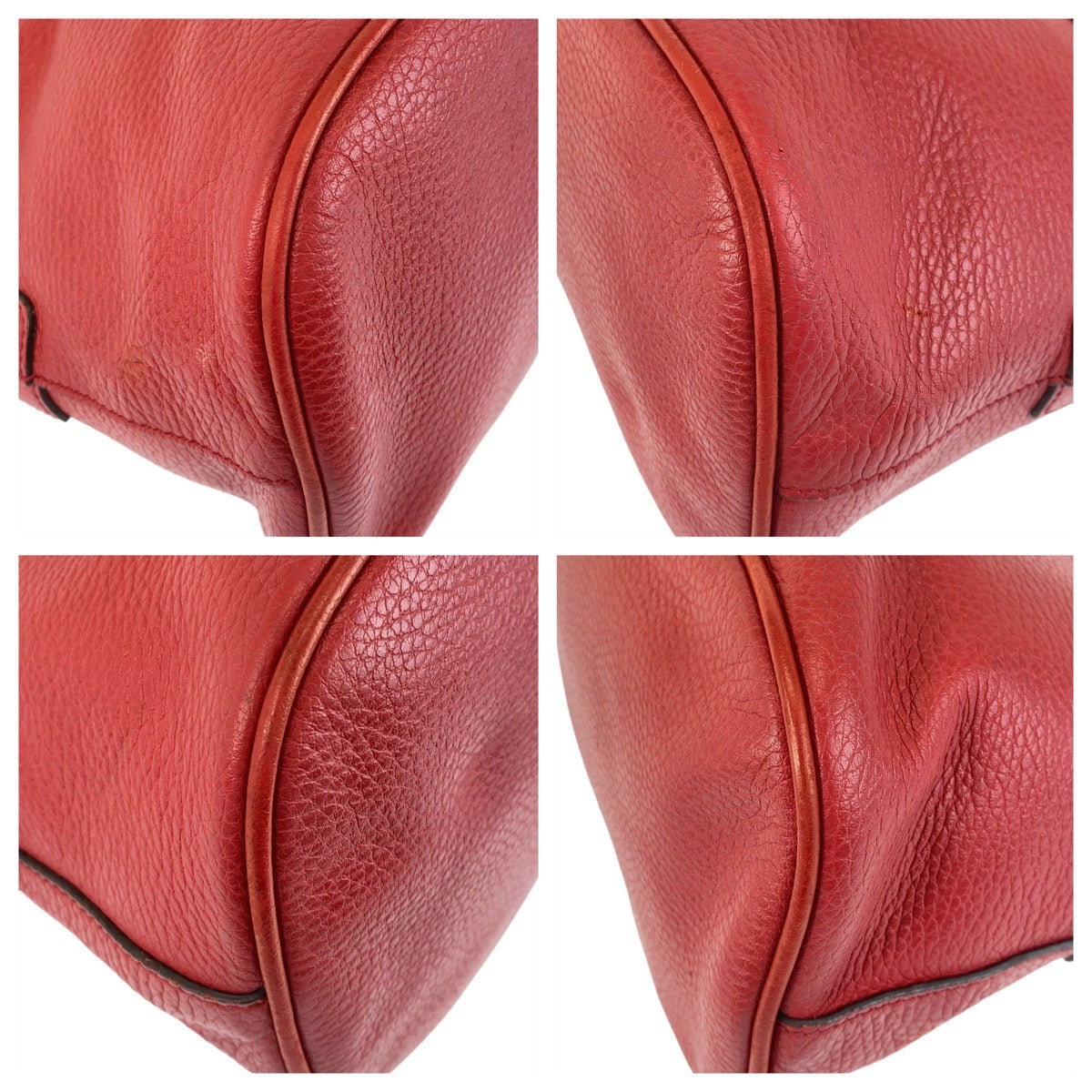 GUCCI Handbag 449662 leather Red Gold Metal Interlocking