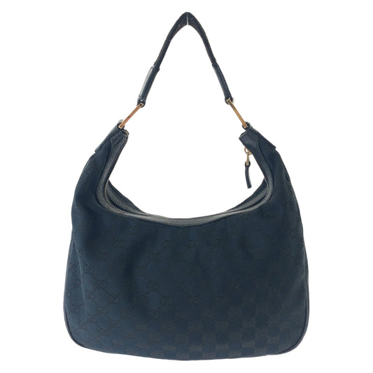 GUCCI Shoulder Bag 145757 GG canvas Black SilverMetal Hobo