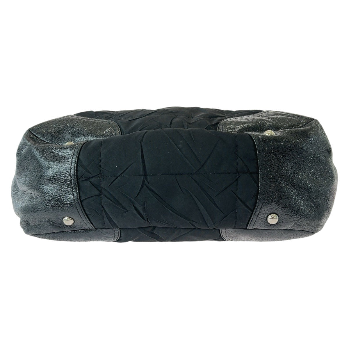 PRADA Shoulder Bag Nylon Black SilverMetal Tessuto Wrinkled Triangle With logo