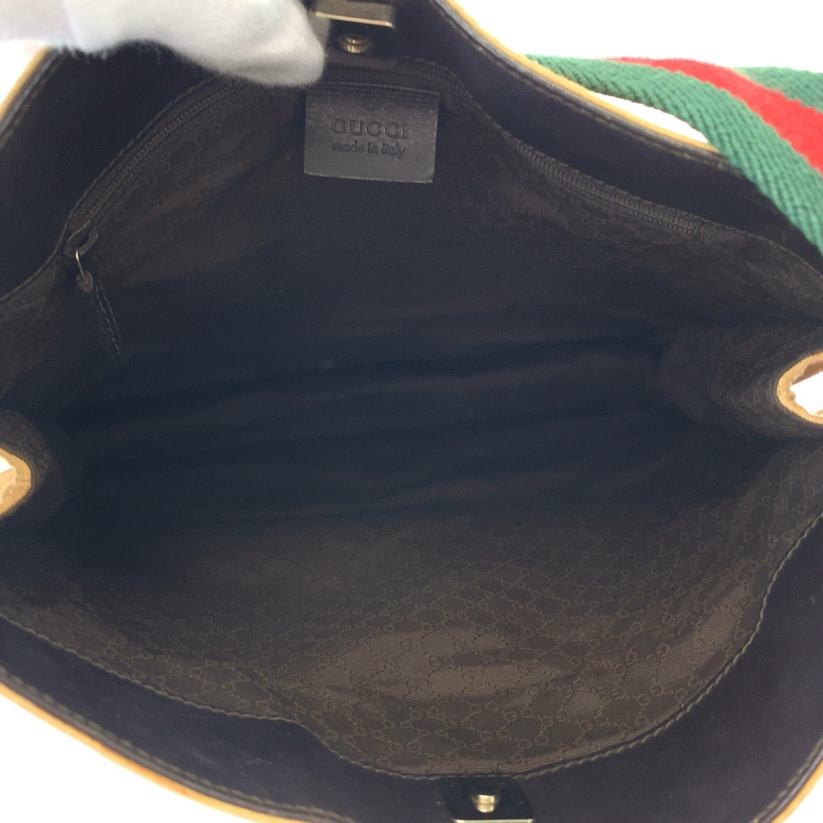 GUCCI Shoulder Bag 001 4321 canvas Beige Red Green SilverMetal Sherry line