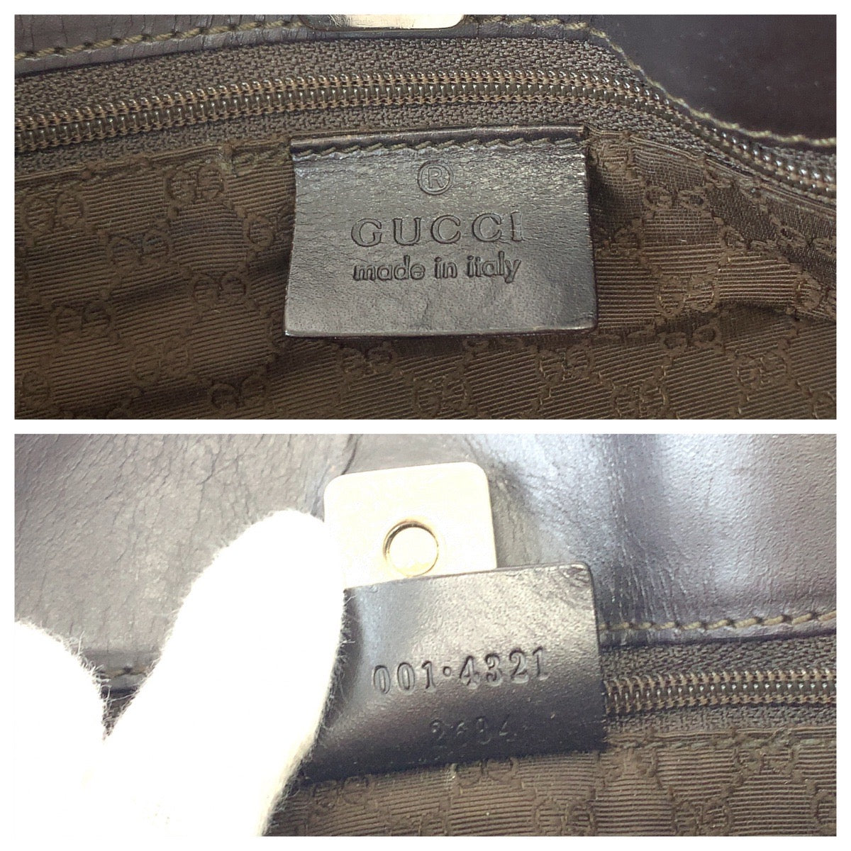 GUCCI Shoulder Bag 001 4321 canvas Beige Red Green SilverMetal Sherry line