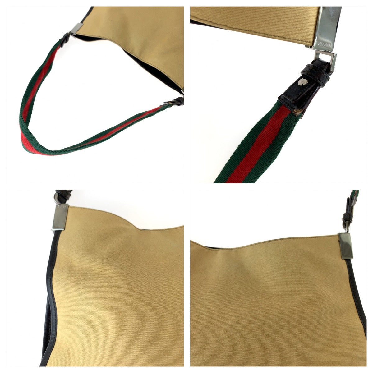 GUCCI Shoulder Bag 001 4321 canvas Beige Red Green SilverMetal Sherry line