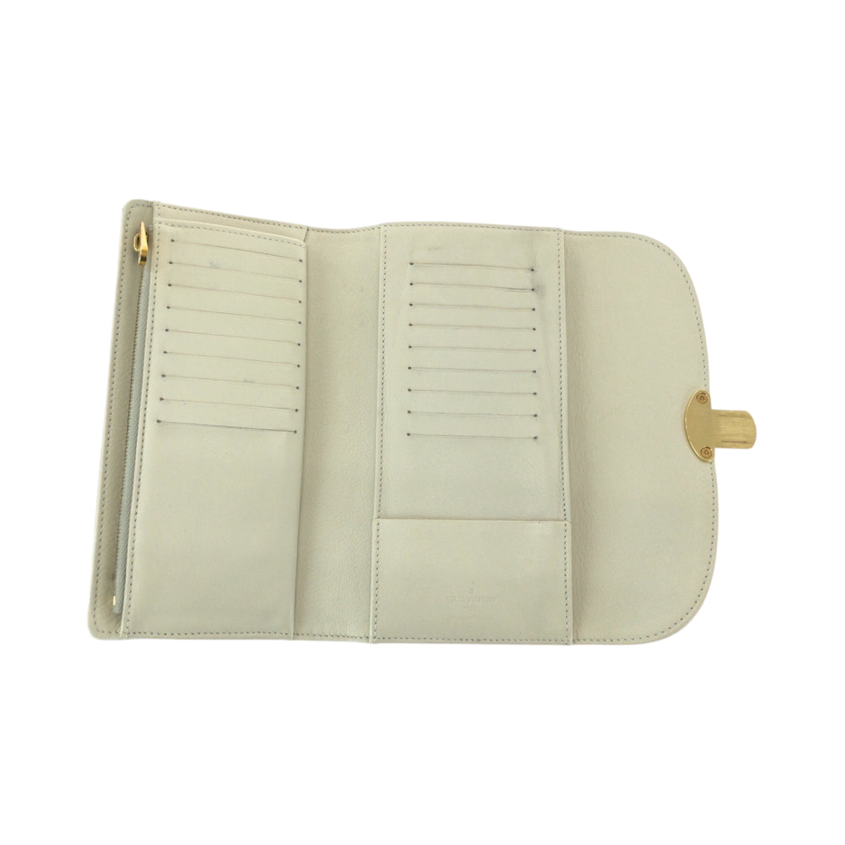 LOUIS VUITTON Long Wallet Purse M58132 leather Ivory Gold Metal Monogram Mahina Portefeuille Amelia