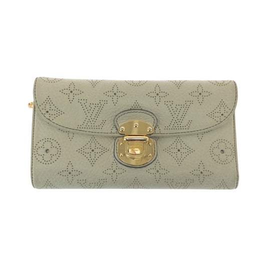 LOUIS VUITTON Long Wallet Purse M58132 leather Ivory Gold Metal Monogram Mahina Portefeuille Amelia