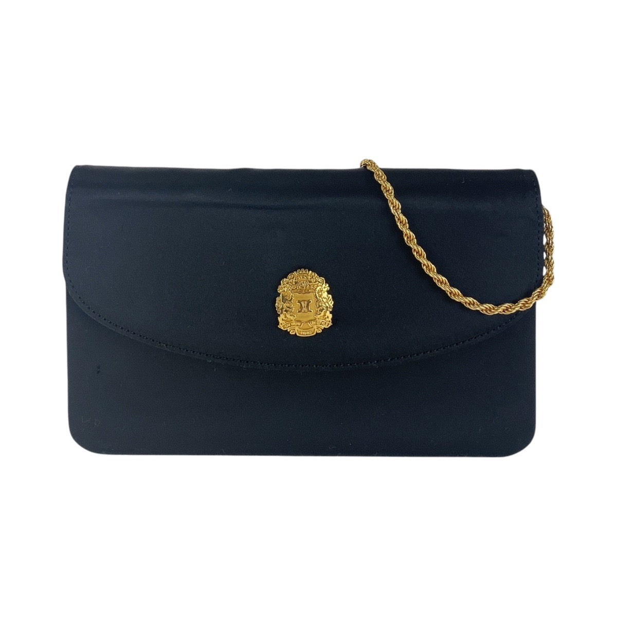 CELINE Shoulder Bag Satin Black GoldMetal Triomphe Blason