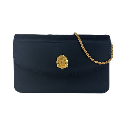 CELINE Shoulder Bag Satin Black GoldMetal Triomphe Blason