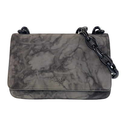PRADA Shoulder Bag Suede gray Plastic Chain