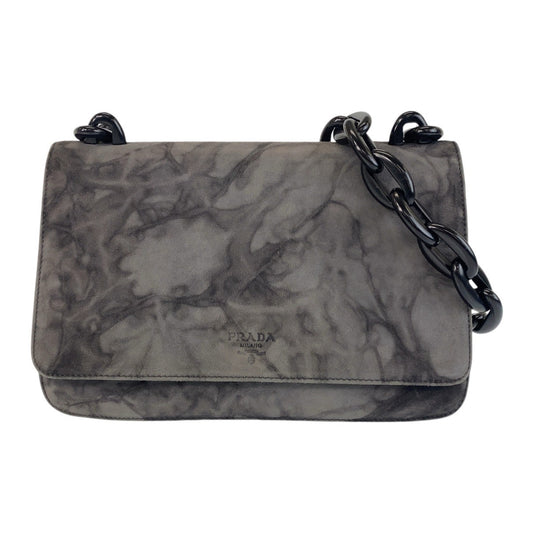 PRADA Shoulder Bag Suede gray Plastic Chain