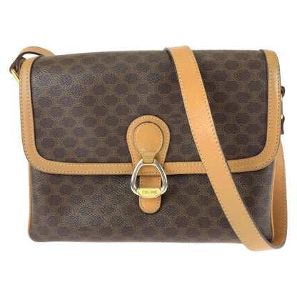 CELINE Shoulder Bag PVC Brown Gold Metal Macadam Pattern