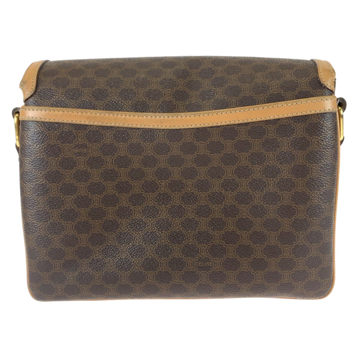 CELINE Shoulder Bag PVC Brown Gold Metal Macadam Pattern