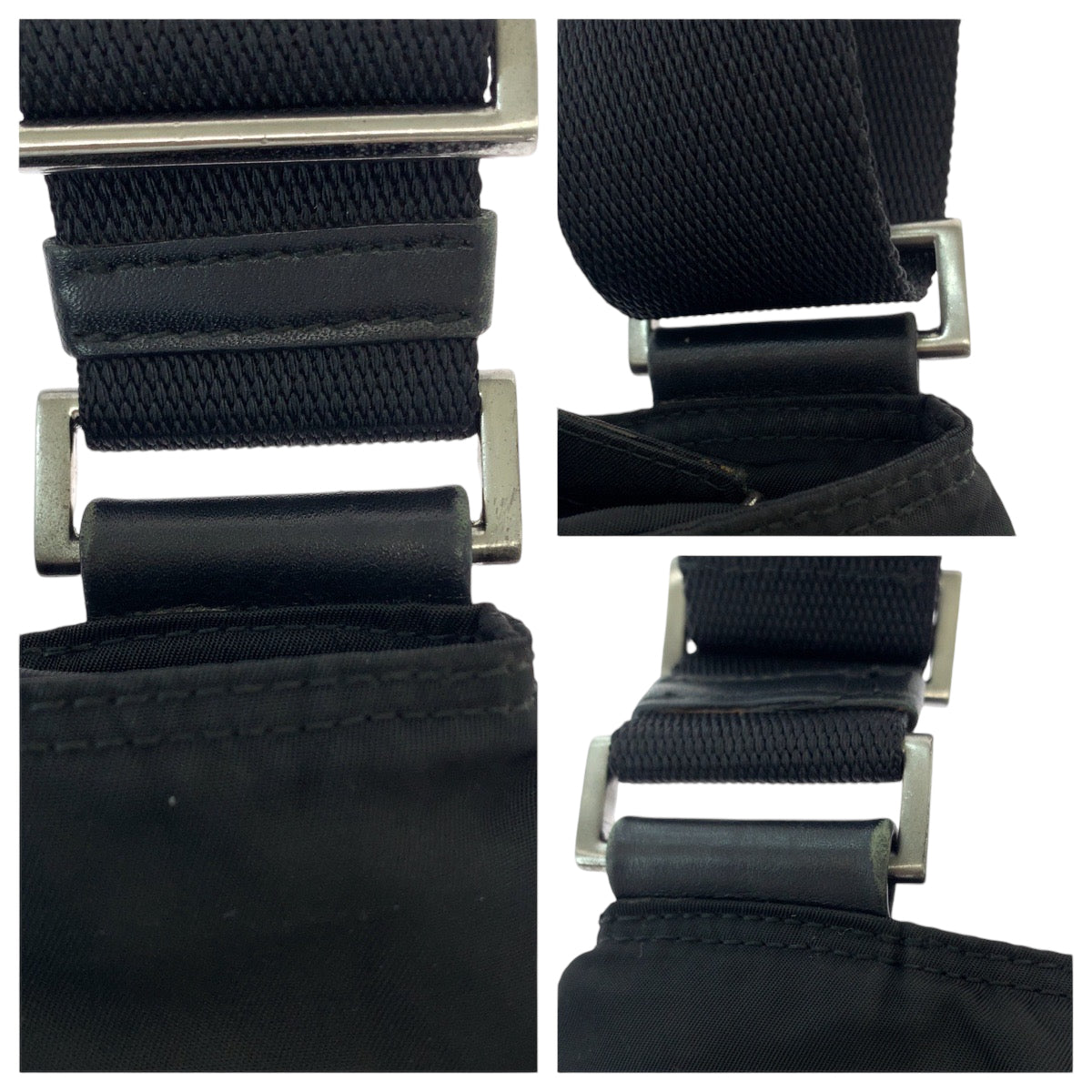 PRADA Shoulder Bag Nylon Black Silver Metal Test Triangle With logo