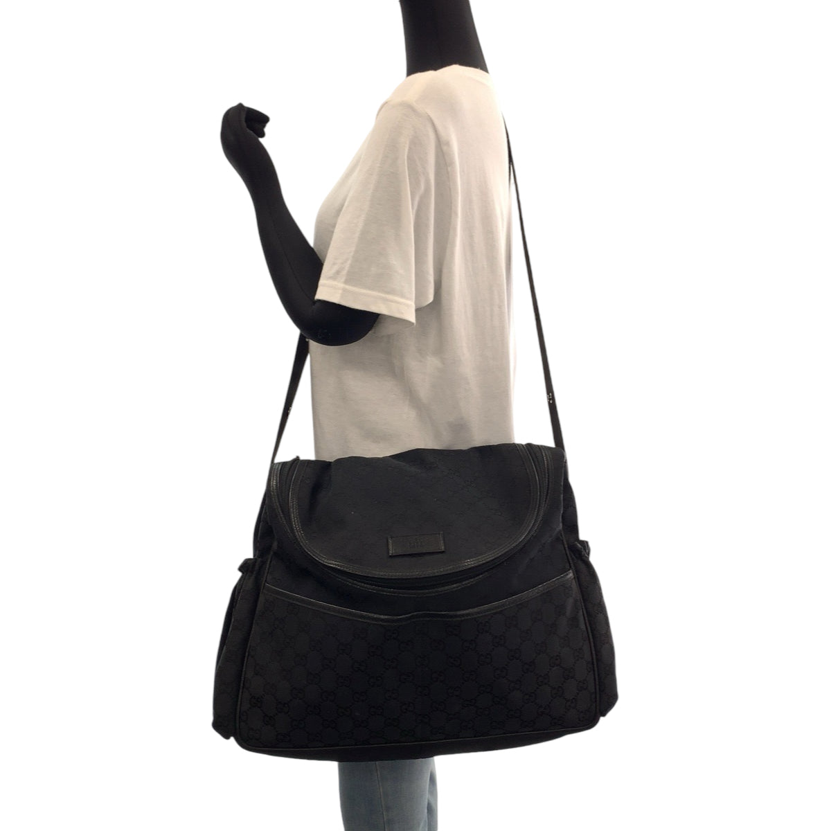GUCCI Shoulder Bag 123326 GG canvas Black SilverMetal