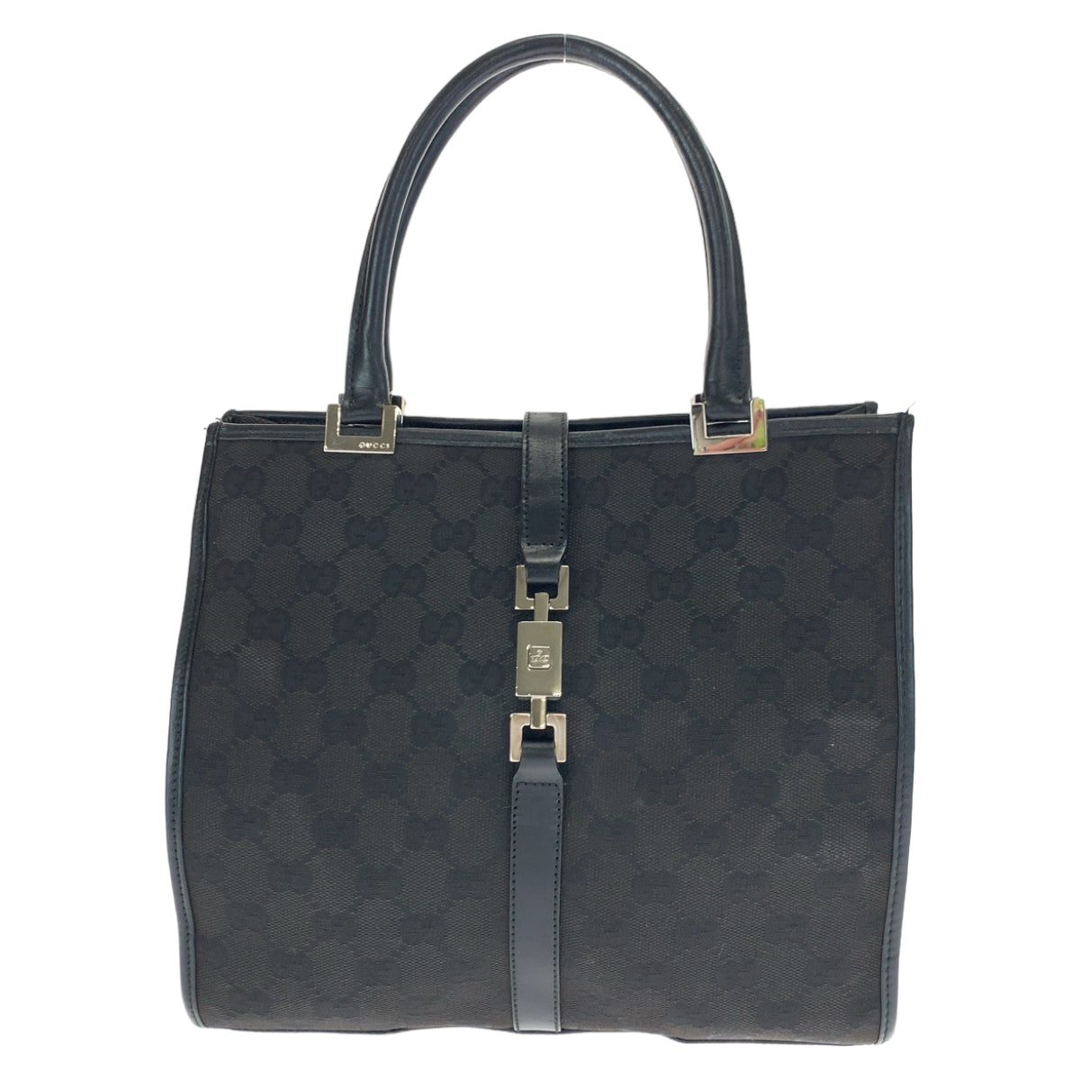 GUCCI Tote Bag 002 1065 GG canvas Black SilverMetal Jackie