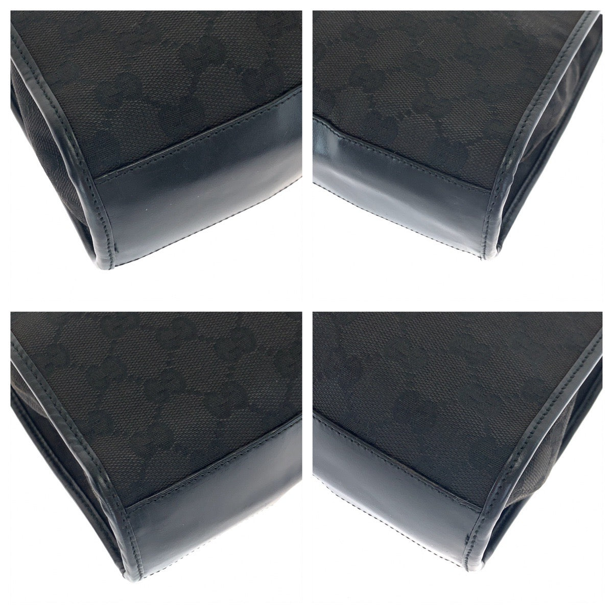 GUCCI Tote Bag 002 1065 GG canvas Black SilverMetal Jackie