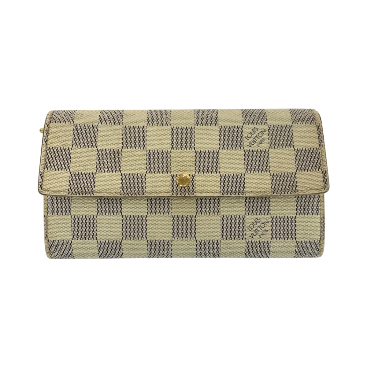 LOUIS VUITTON Long Wallet Purse N61735 PVC White Gray Gold Metal Damier Azur Portefeuille Sarah