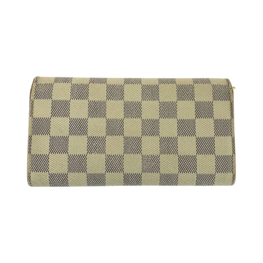 LOUIS VUITTON Long Wallet Purse N61735 PVC White Gray Gold Metal Damier Azur Portefeuille Sarah