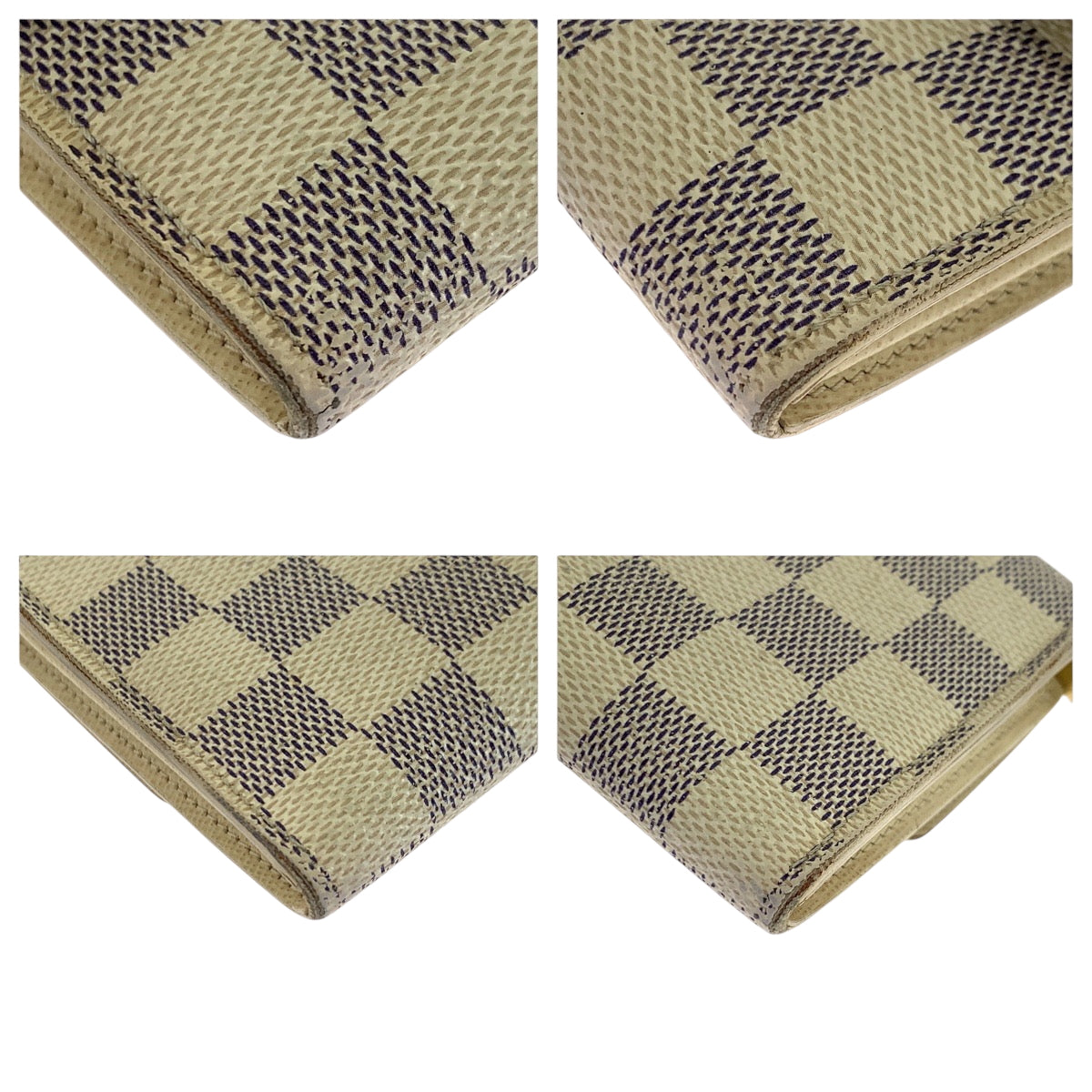 LOUIS VUITTON Long Wallet Purse N61735 PVC White Gray Gold Metal Damier Azur Portefeuille Sarah