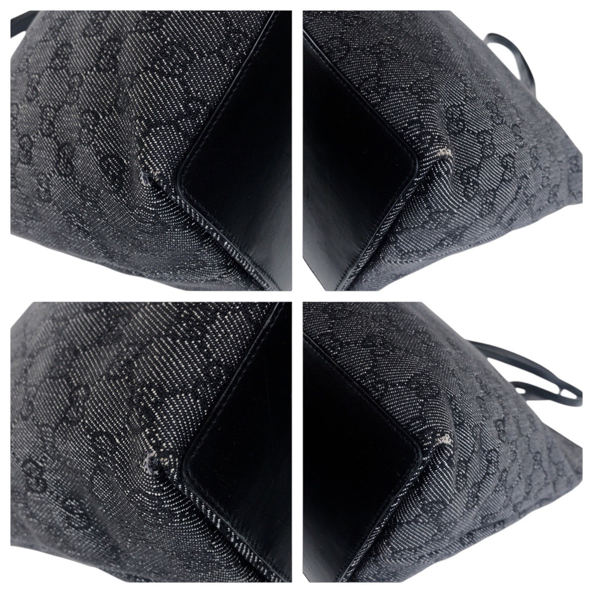 GUCCI Tote Bag 31243 GG canvas Black SilverMetal