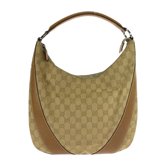 GUCCI Shoulder Bag 124357 GG canvas Beige Camel SilverMetal