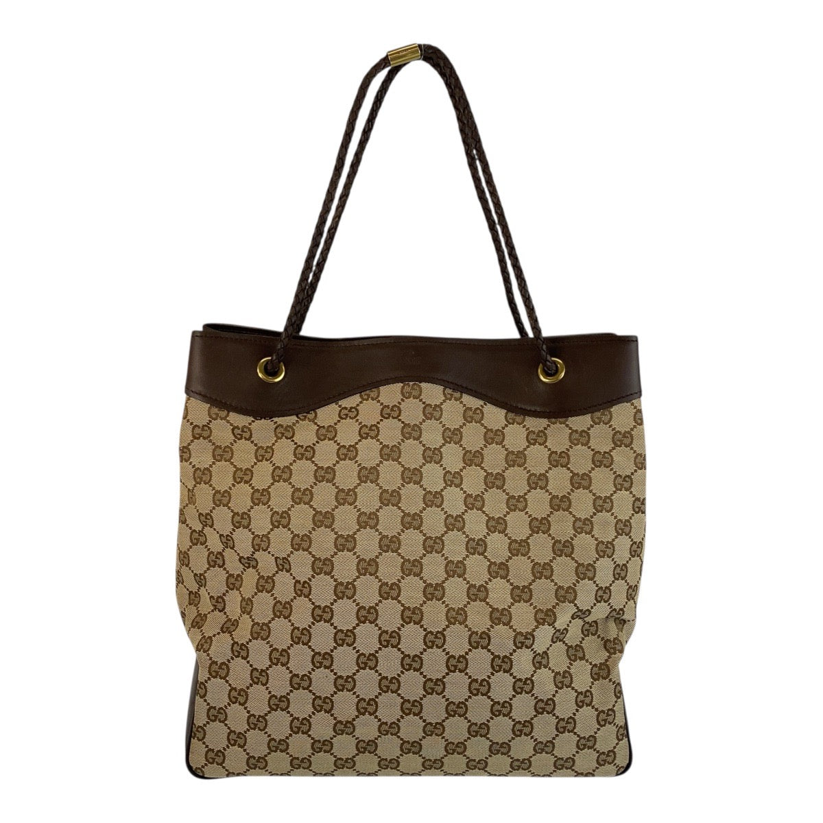 GUCCI Tote Bag 109141 GG canvas Beige Brown Gold Metal