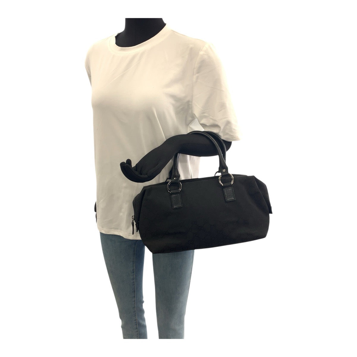 GUCCI Handbag 113009 GG canvas Black SilverMetal
