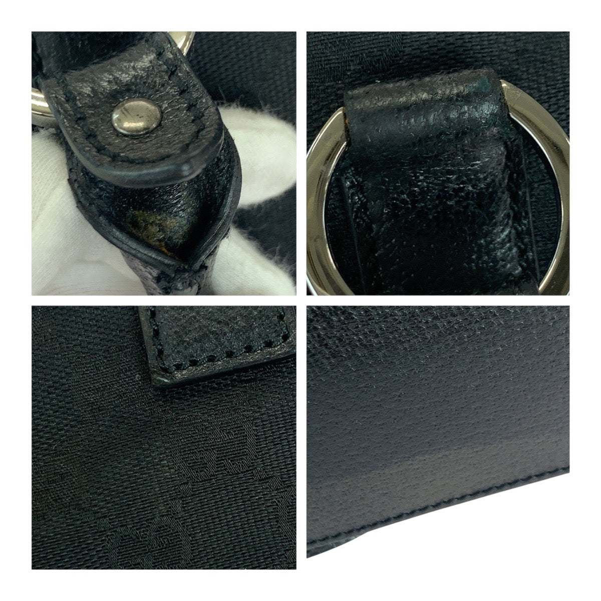 GUCCI Handbag 113009 GG canvas Black SilverMetal