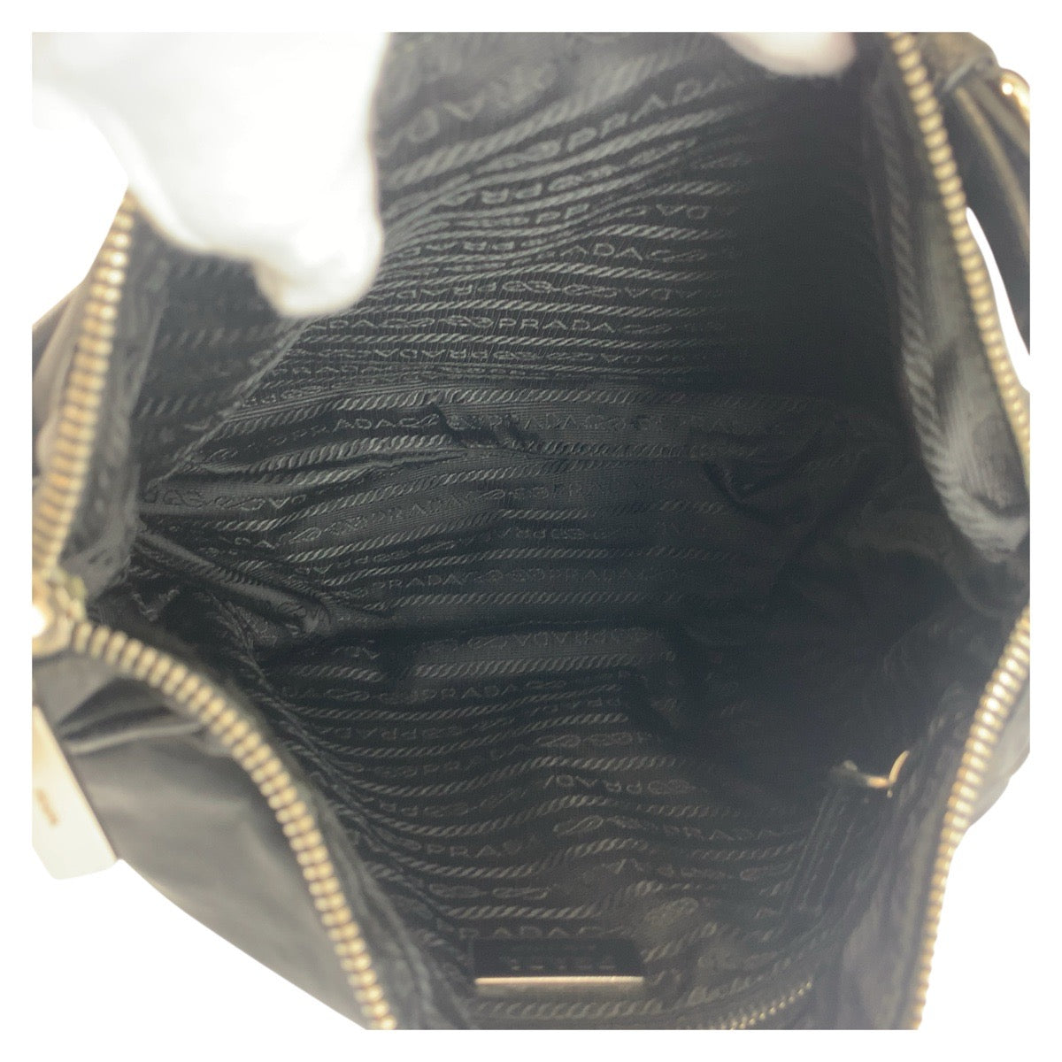 PRADA Shoulder Bag Nylon Black SilverMetal Test Triangle With logo