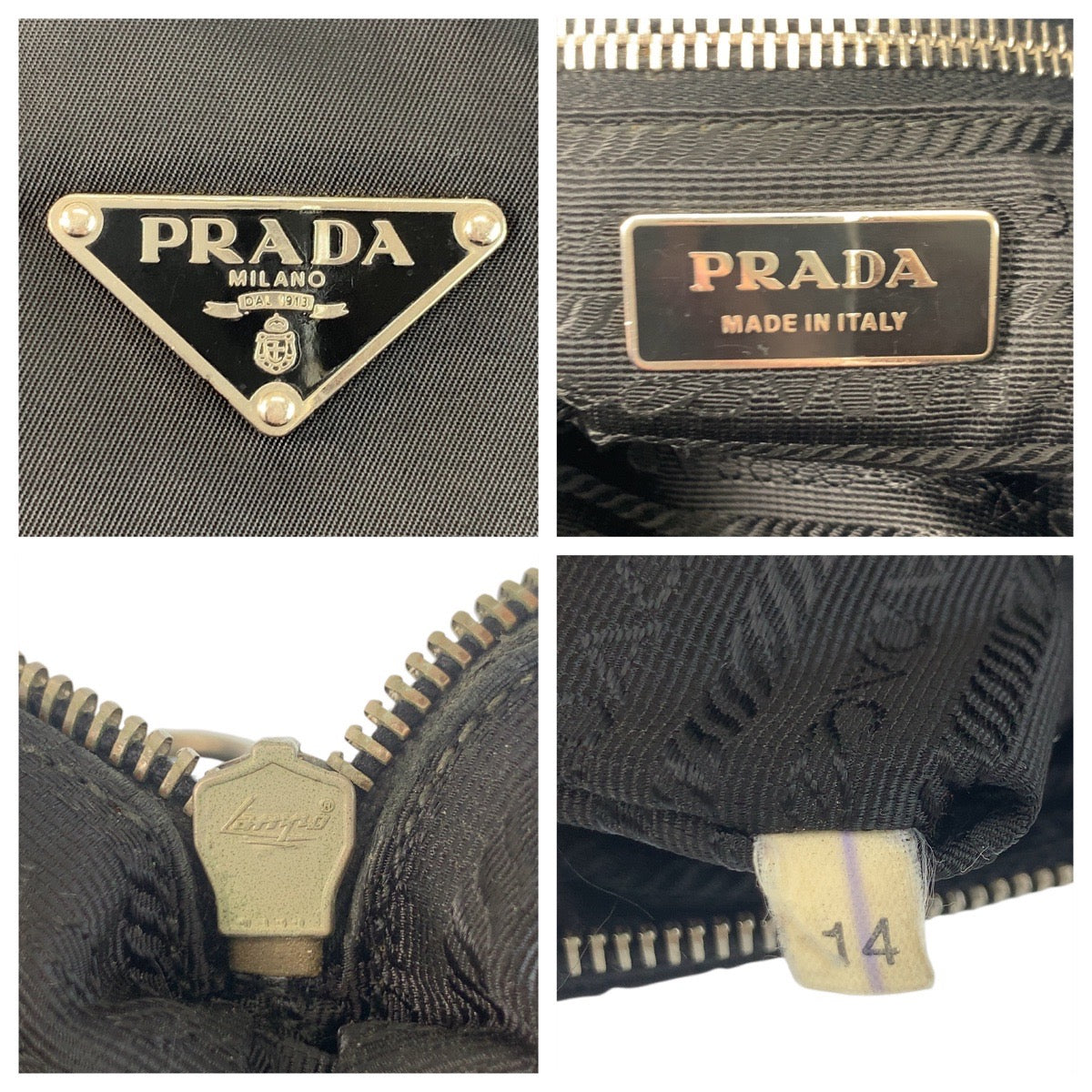 PRADA Shoulder Bag Nylon Black SilverMetal Test Triangle With logo