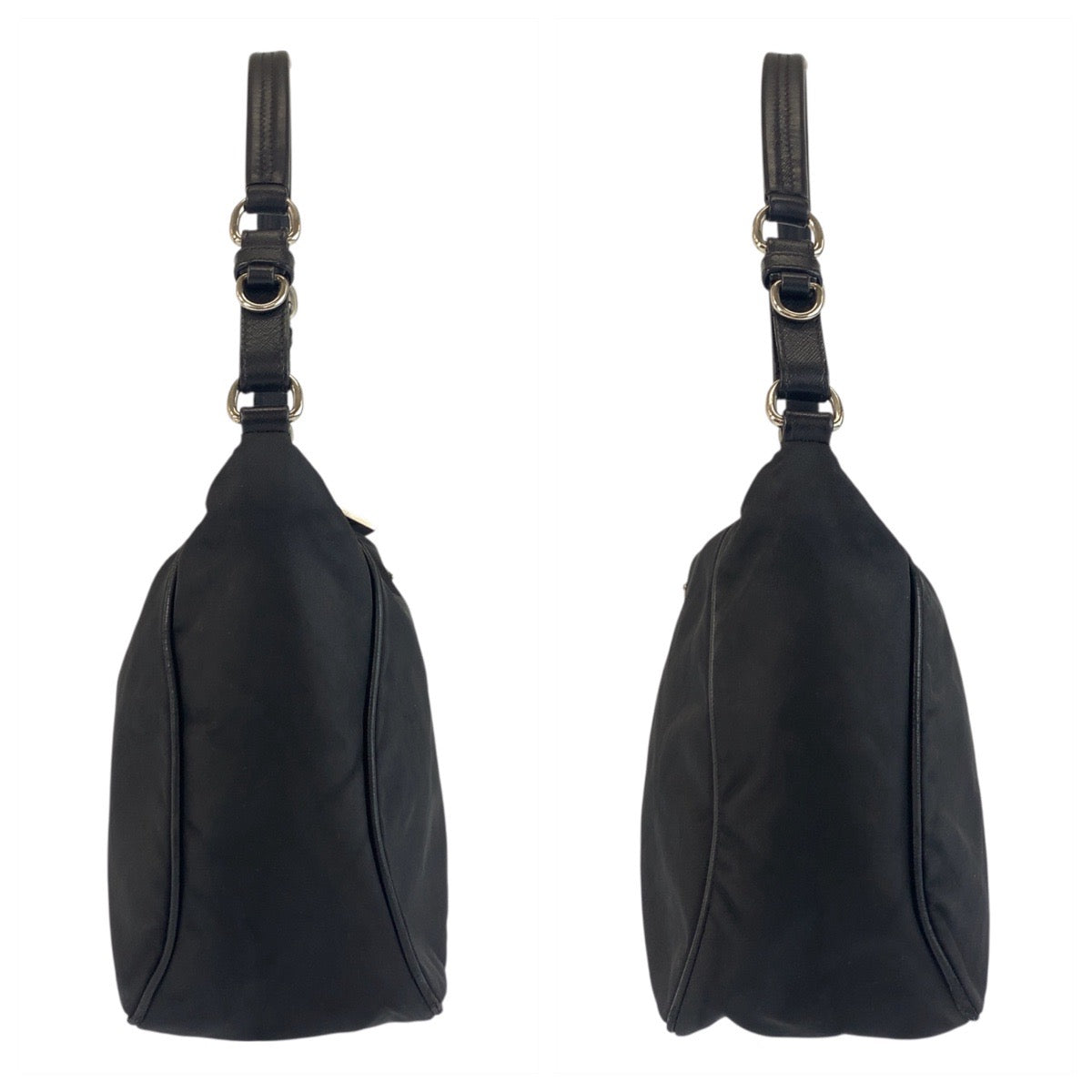 PRADA Shoulder Bag Nylon Black SilverMetal Test Triangle With logo