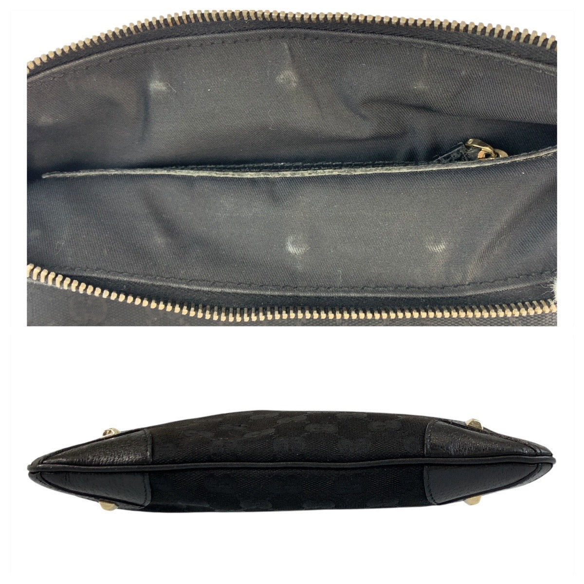 GUCCI Shoulder Bag 120893 GG canvas Black GoldMetal Studs