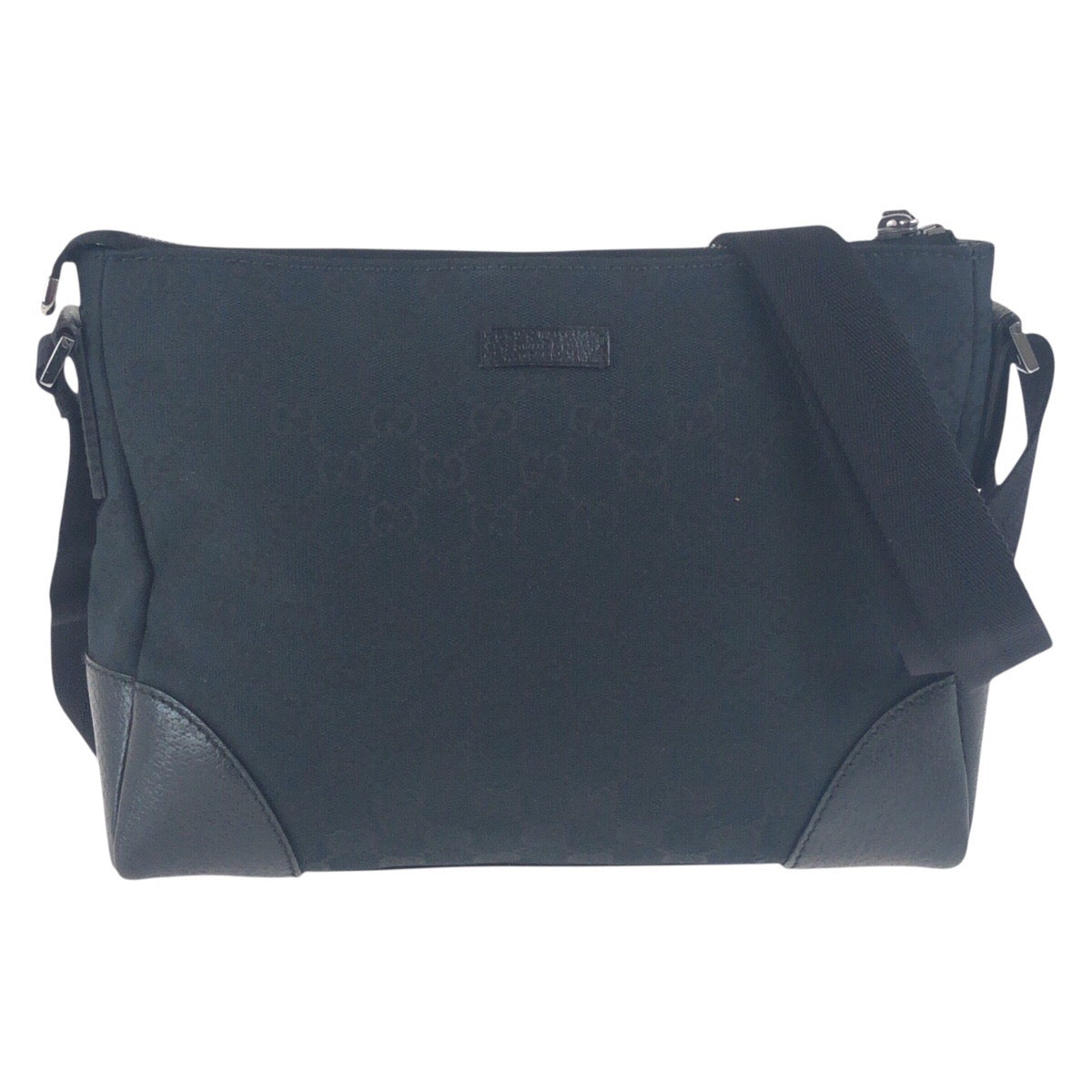 GUCCI Shoulder Bag 114273 GG canvas Black SilverMetal