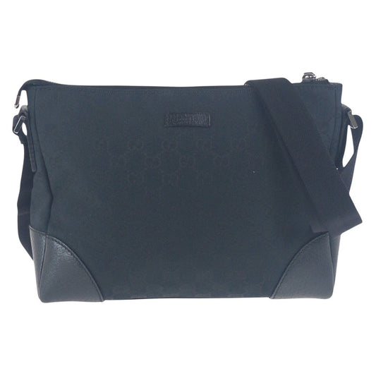GUCCI Shoulder Bag 114273 GG canvas Black SilverMetal