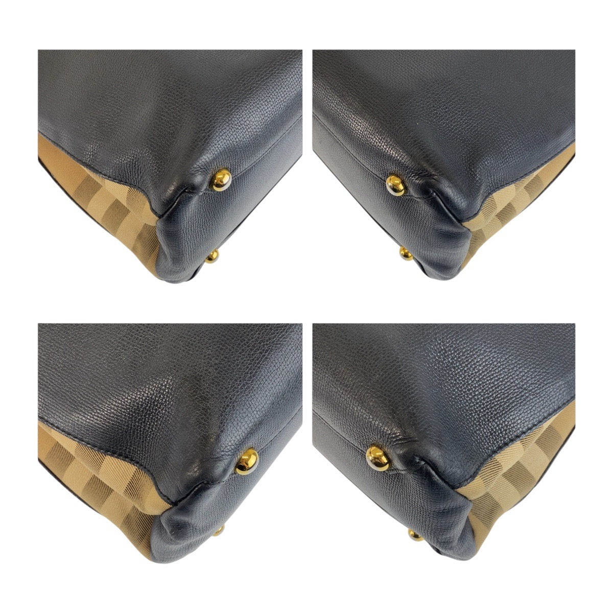 BURBERRY Tote Bag ITCF&10SCA leather Black Multicolor Gold Metal