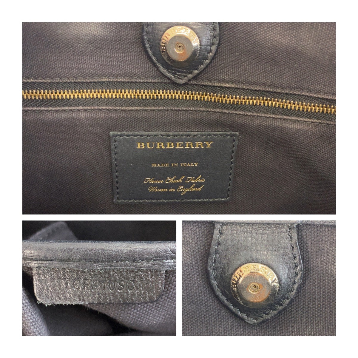 BURBERRY Tote Bag ITCF&10SCA leather Black Multicolor Gold Metal