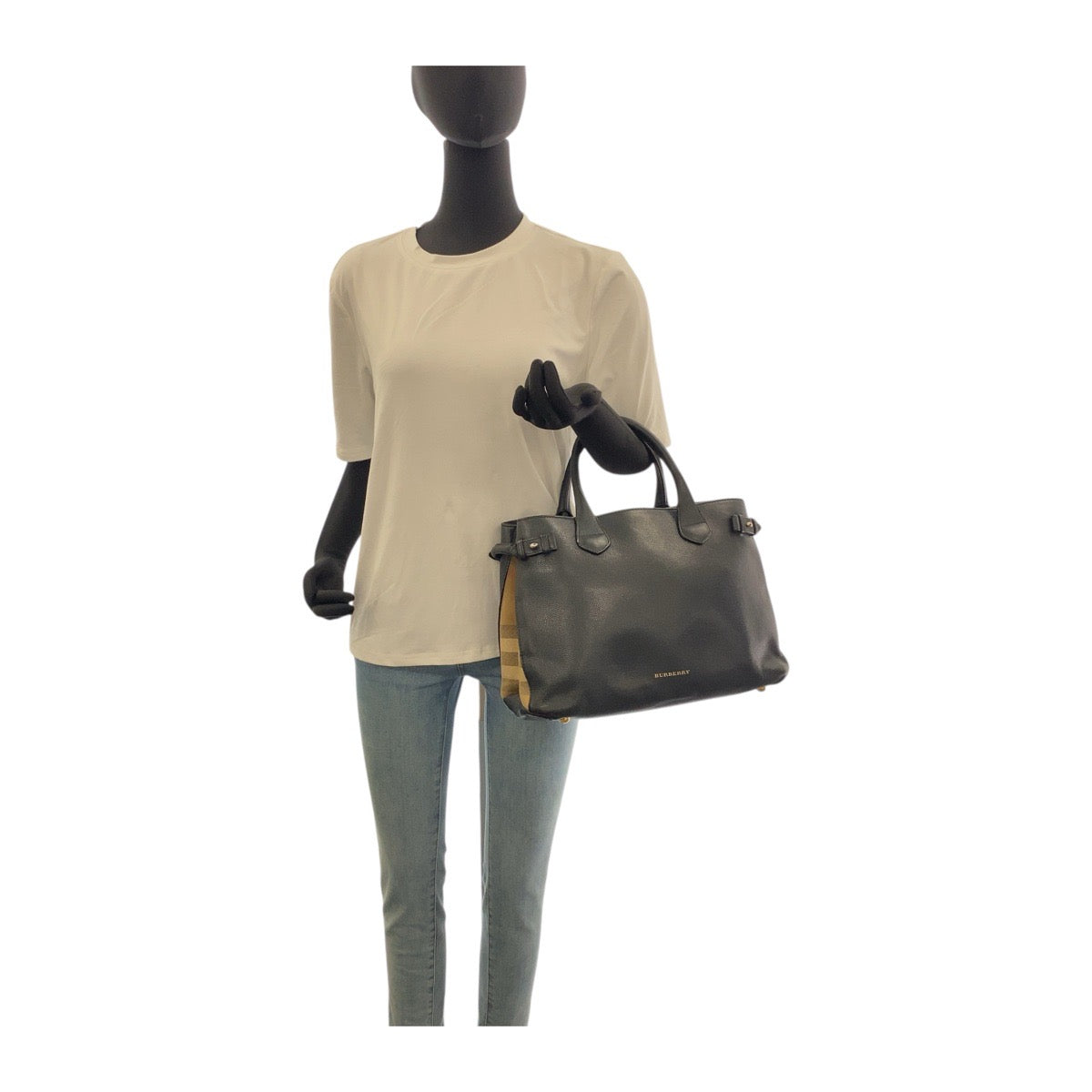 BURBERRY Tote Bag ITCF&10SCA leather Black Multicolor Gold Metal