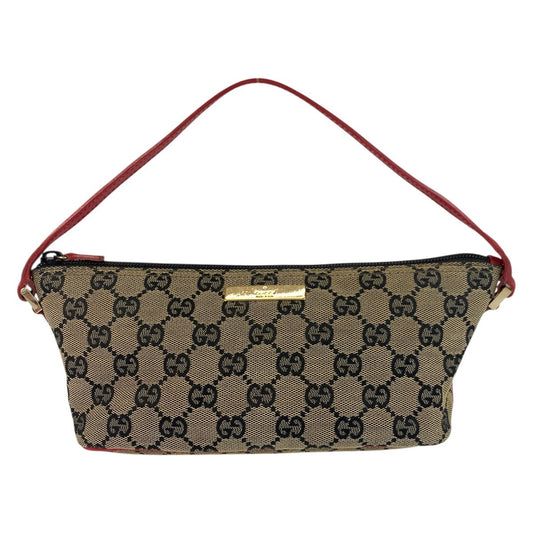GUCCI Handbag 039 1103 GG canvas Beige Red Gold Metal