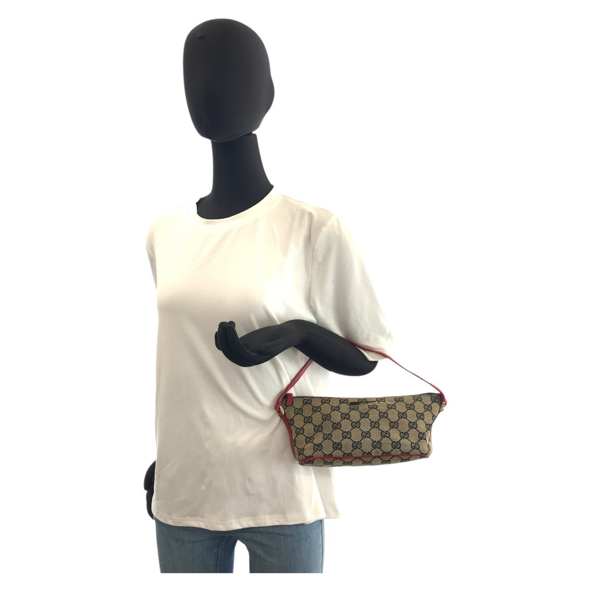 GUCCI Handbag 039 1103 GG canvas Beige Red Gold Metal